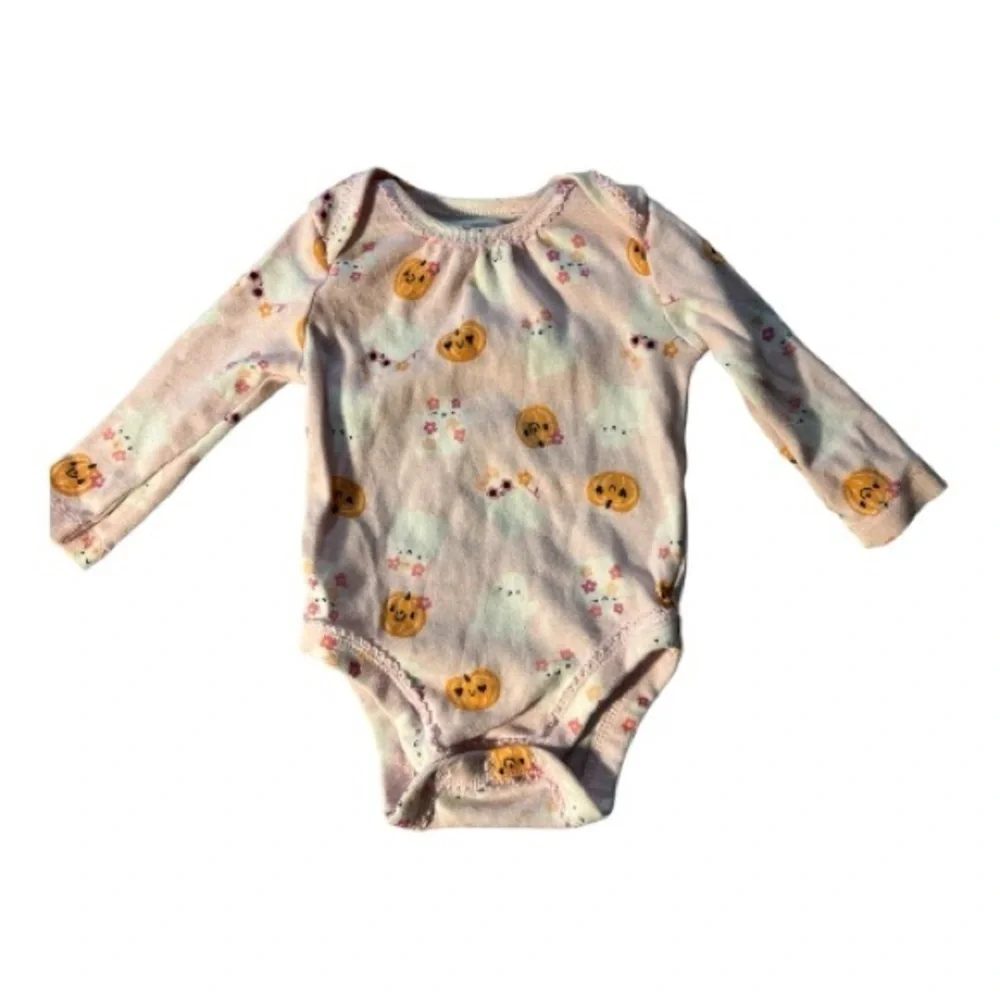 Old Navy Pink Pumpkin and Ghost Print Bodysuit